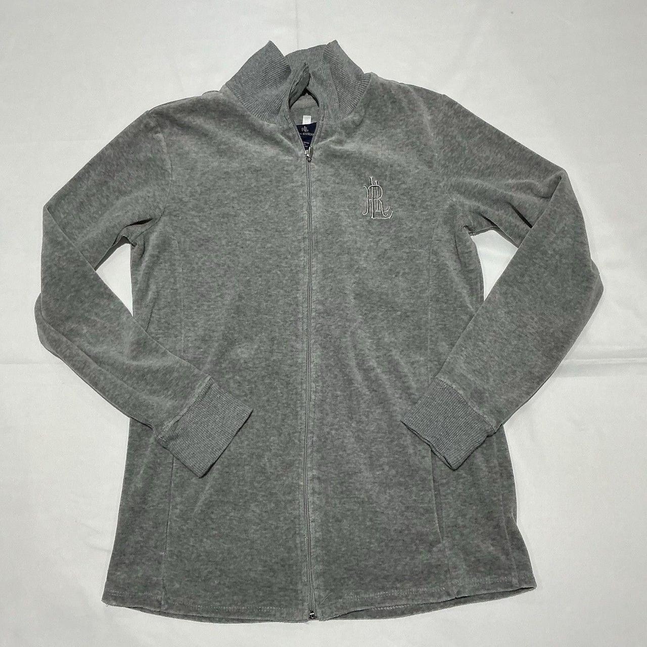 Lauren Ralph Lauren Jacket Small Gray Lightweight Zip Casual Mock Neck Preppy